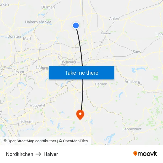 Nordkirchen to Halver map