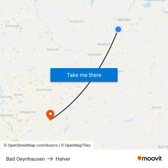 Bad Oeynhausen to Halver map