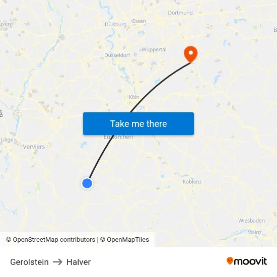 Gerolstein to Halver map
