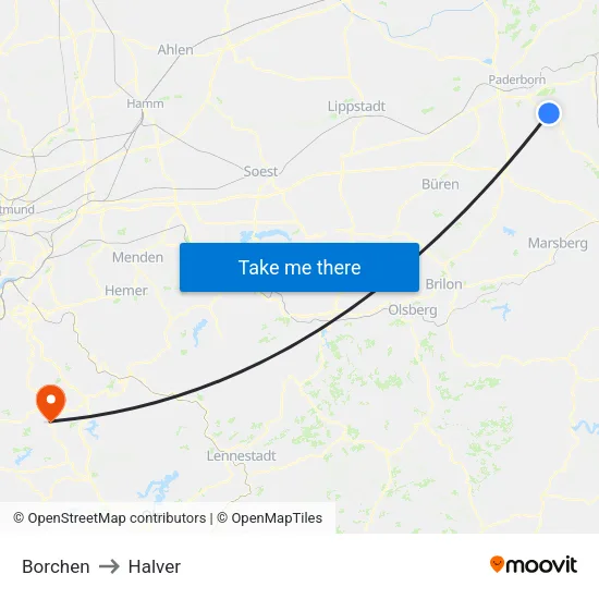 Borchen to Halver map