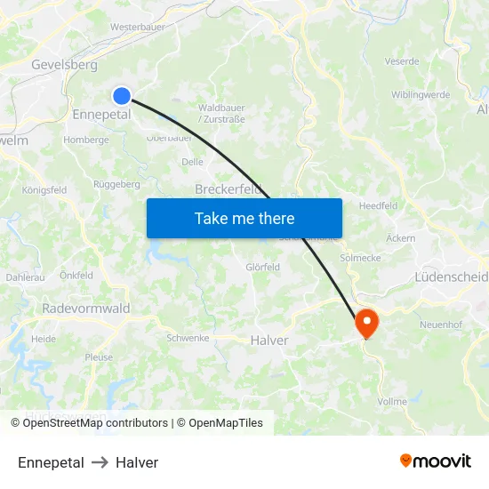 Ennepetal to Halver map