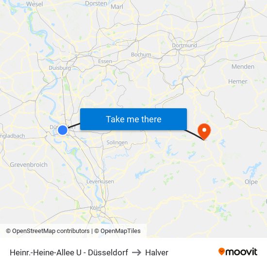 Heinr.-Heine-Allee U - Düsseldorf to Halver map