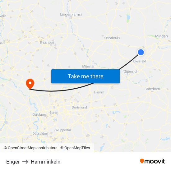 Enger to Hamminkeln map