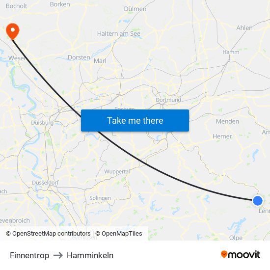 Finnentrop to Hamminkeln map