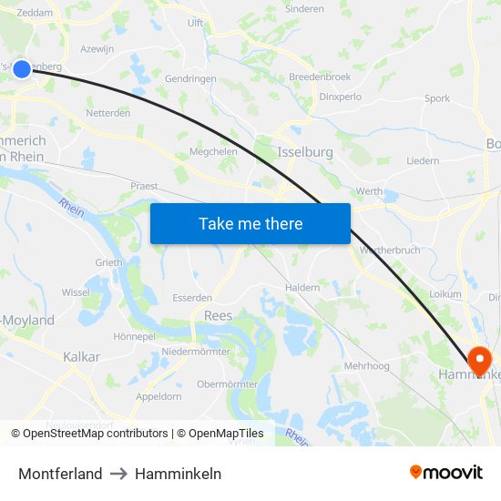 Montferland to Hamminkeln map