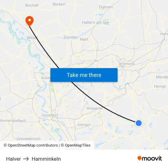 Halver to Hamminkeln map