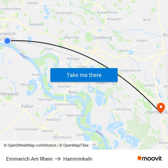 Emmerich Am Rhein to Hamminkeln map