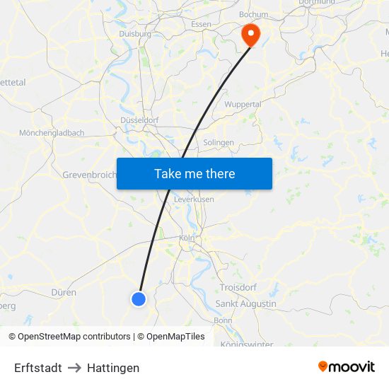Erftstadt to Hattingen map