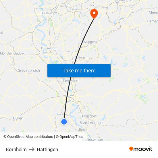 Bornheim to Hattingen map