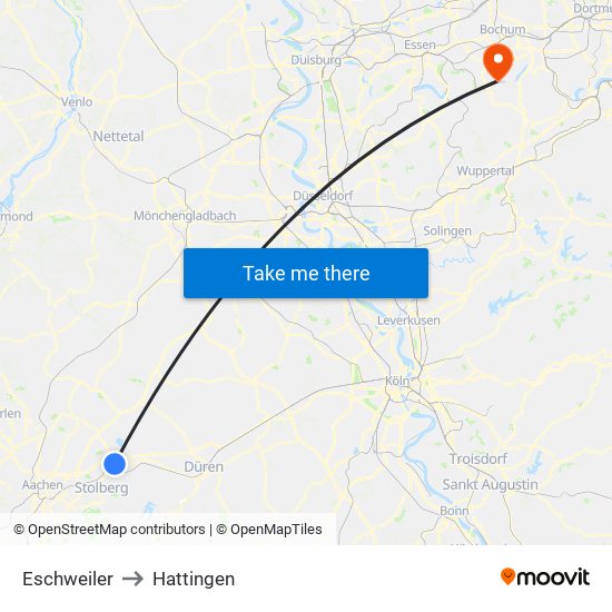 Eschweiler to Hattingen map