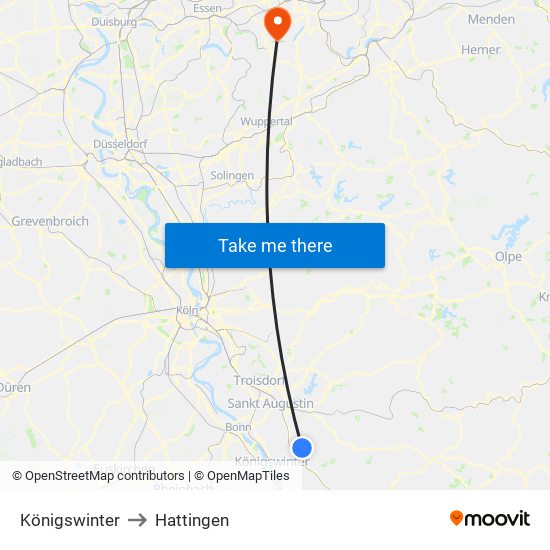 Königswinter to Hattingen map
