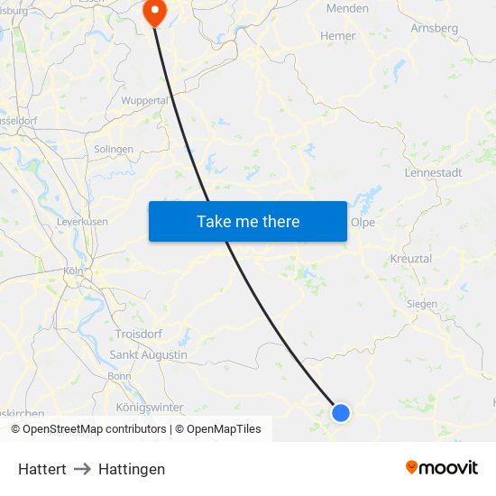 Hattert to Hattingen map