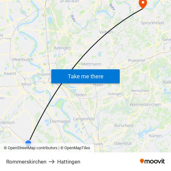 Rommerskirchen to Hattingen map