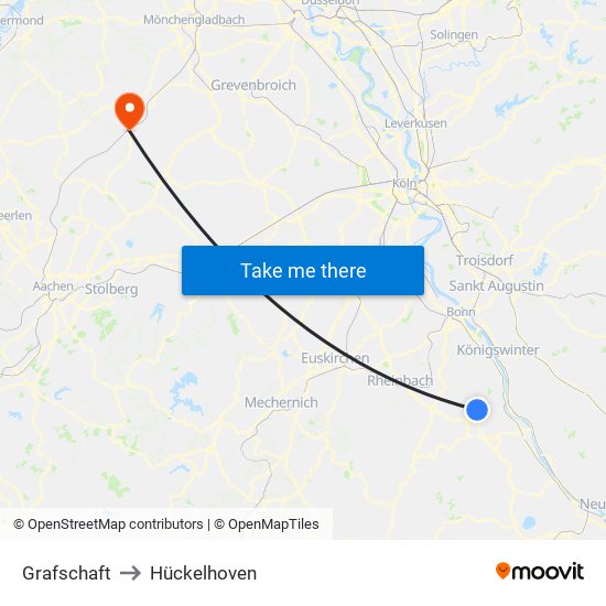 Grafschaft to Hückelhoven map