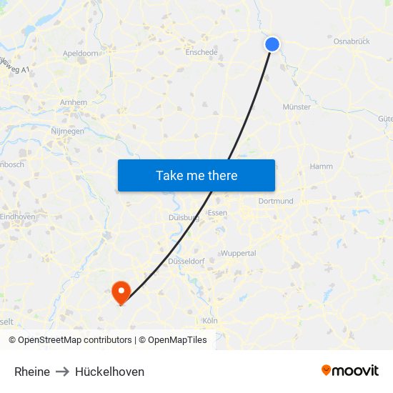 Rheine to Hückelhoven map