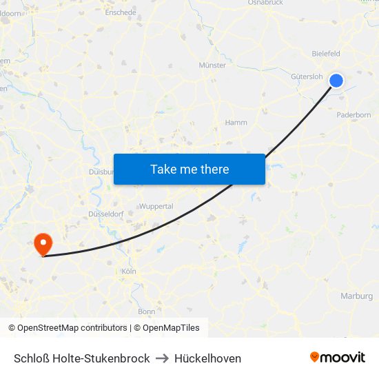 Schloß Holte-Stukenbrock to Hückelhoven map