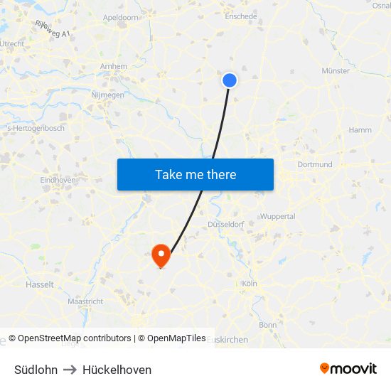 Südlohn to Hückelhoven map