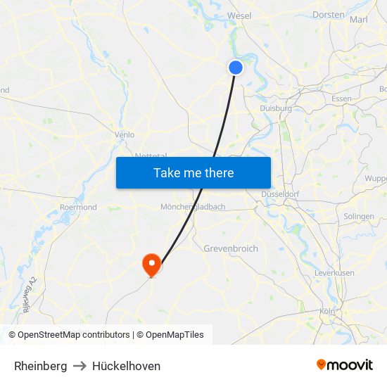 Rheinberg to Hückelhoven map