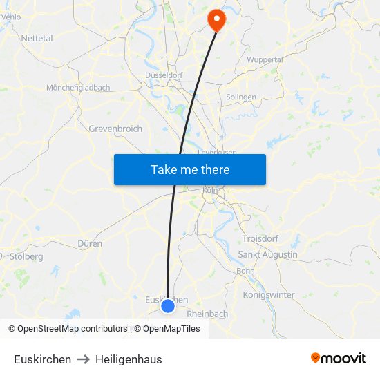 Euskirchen to Heiligenhaus map