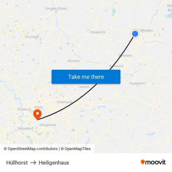 Hüllhorst to Heiligenhaus map