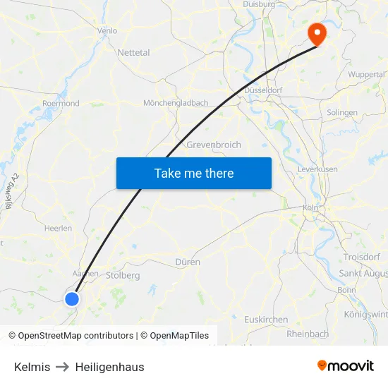 Kelmis to Heiligenhaus map