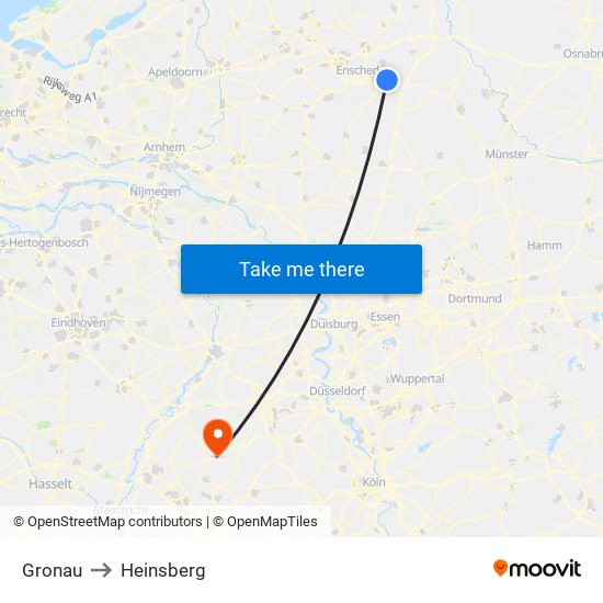 Gronau to Heinsberg map