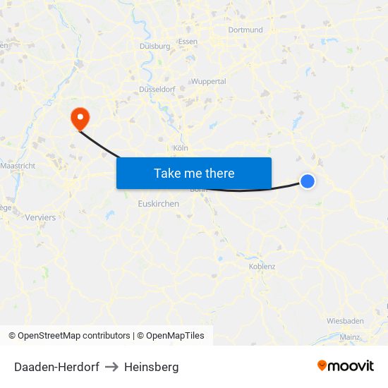 Daaden-Herdorf to Heinsberg map