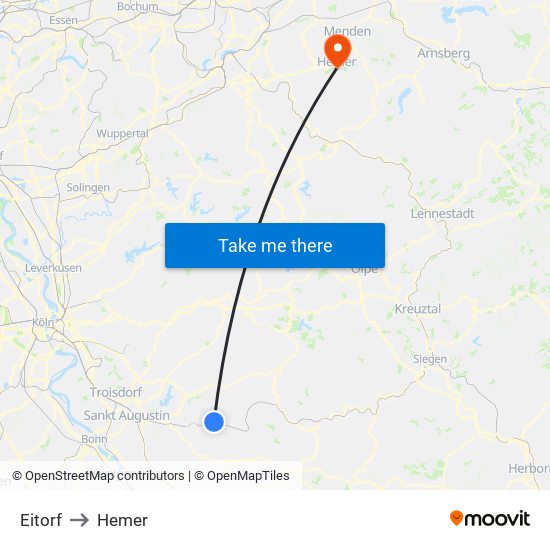 Eitorf to Hemer map