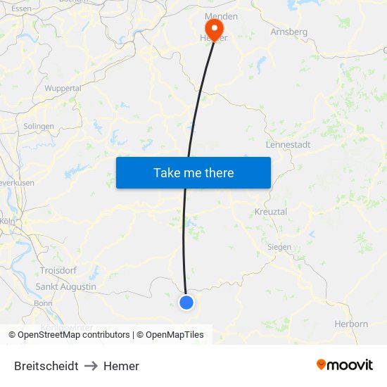 Breitscheidt to Hemer map