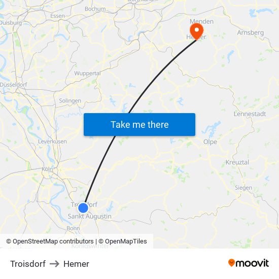 Troisdorf to Hemer map