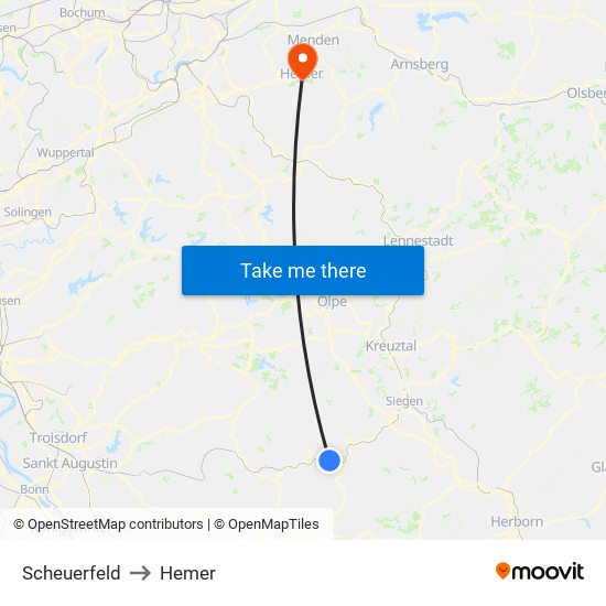 Scheuerfeld to Hemer map