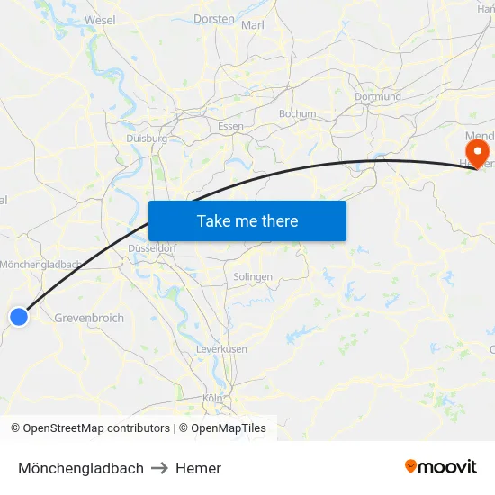 Mönchengladbach to Hemer map