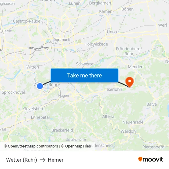 Wetter (Ruhr) to Hemer map
