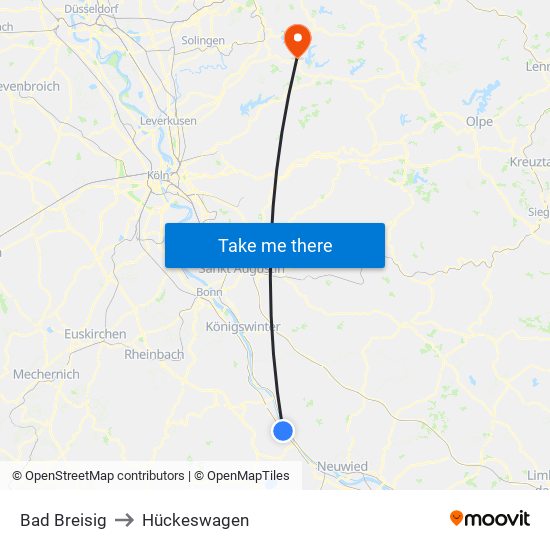 Bad Breisig to Hückeswagen map
