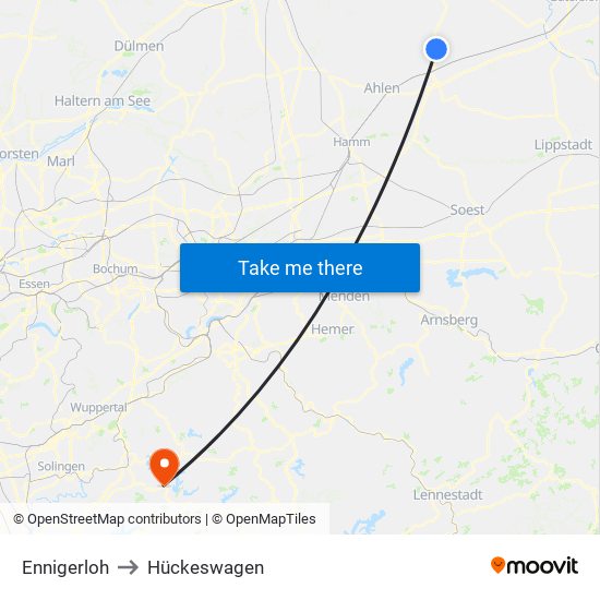 Ennigerloh to Hückeswagen map