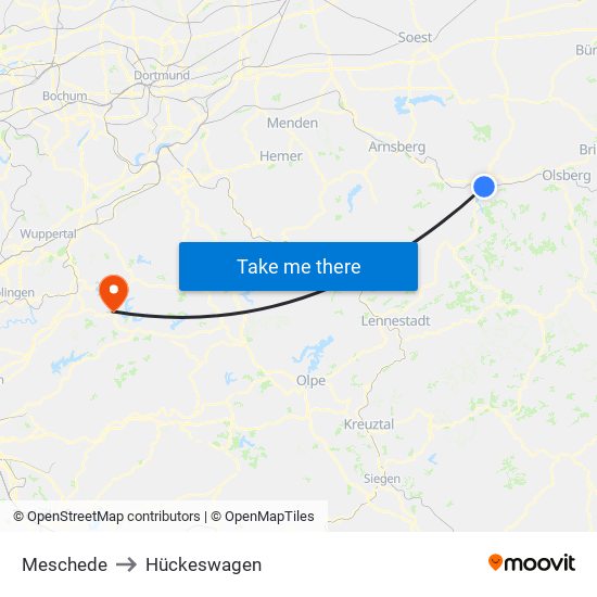 Meschede to Hückeswagen map