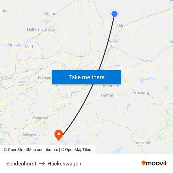 Sendenhorst to Hückeswagen map