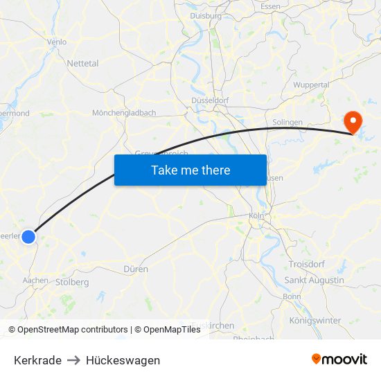 Kerkrade to Hückeswagen map