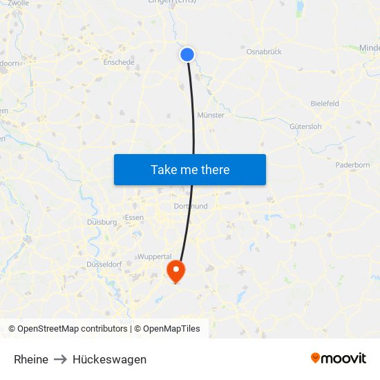 Rheine to Hückeswagen map