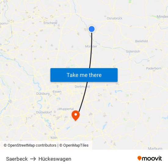 Saerbeck to Hückeswagen map