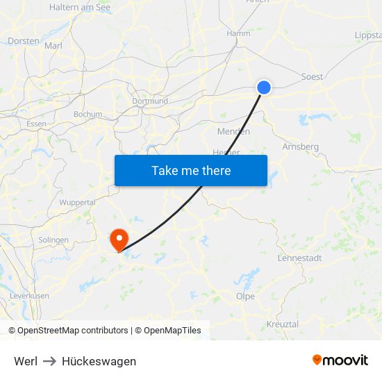 Werl to Hückeswagen map