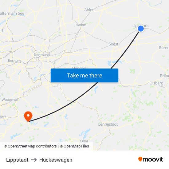 Lippstadt to Hückeswagen map