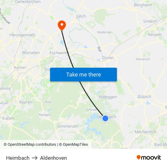 Heimbach to Aldenhoven map