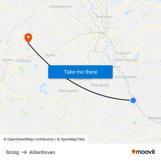 Sinzig to Aldenhoven map