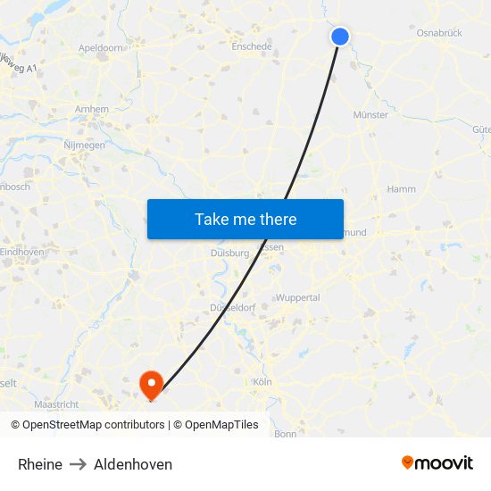 Rheine to Aldenhoven map