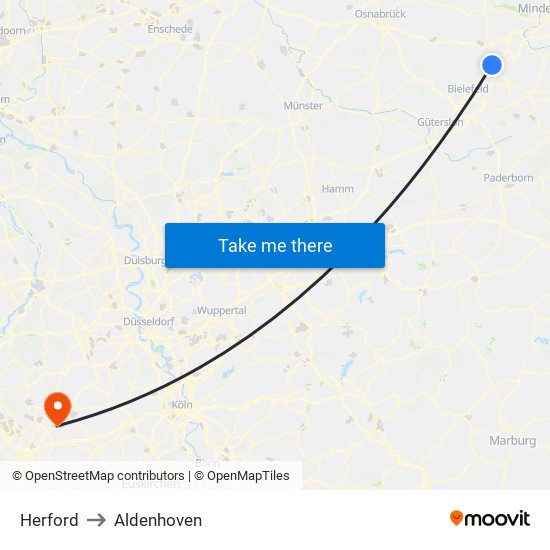 Herford to Aldenhoven map