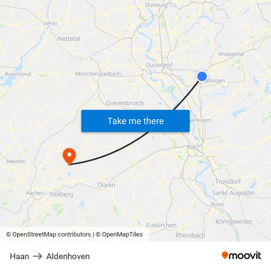 Haan to Aldenhoven map