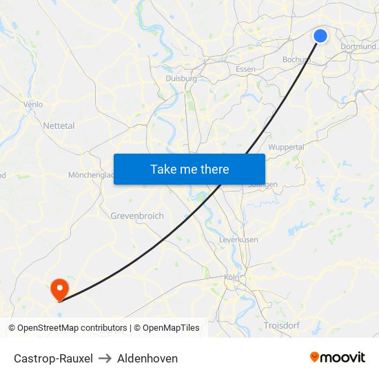 Castrop-Rauxel to Aldenhoven map