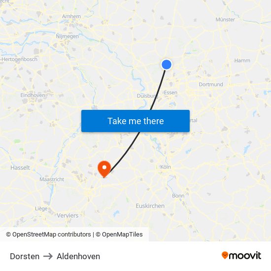 Dorsten to Aldenhoven map