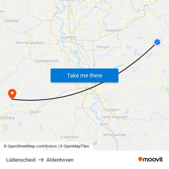 Lüdenscheid to Aldenhoven map